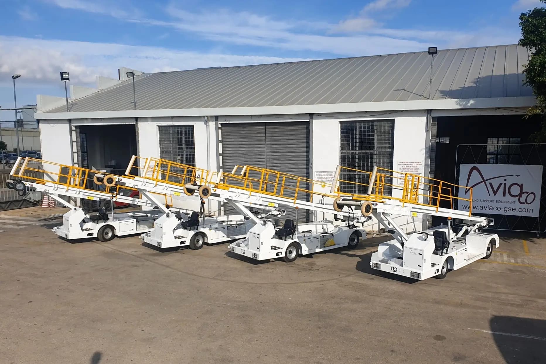 Aviaco GSE equipment fleet outside the workshop