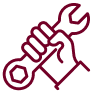 Hand gripping a wrench icon, symbolizing repair or maintenance